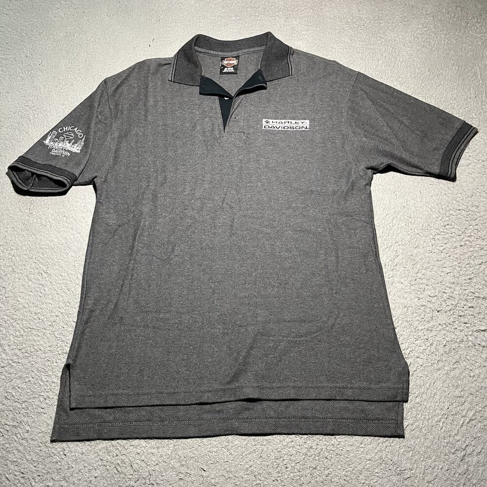 Vintage Harley Davidson Polo Shirt Mens Medium Short Sleeve Chicago IL USA Made